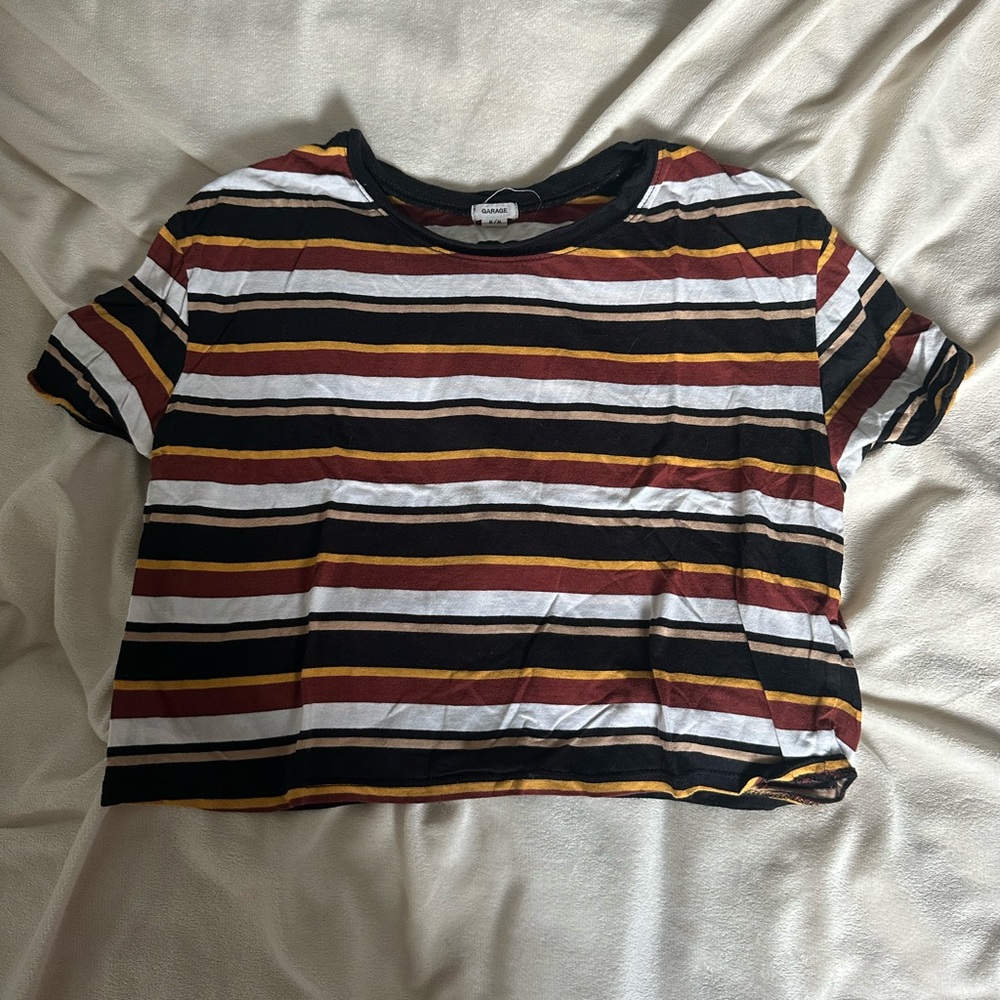 Garage Striped Short Sleeve Tee - Black, White, Red, Yellow